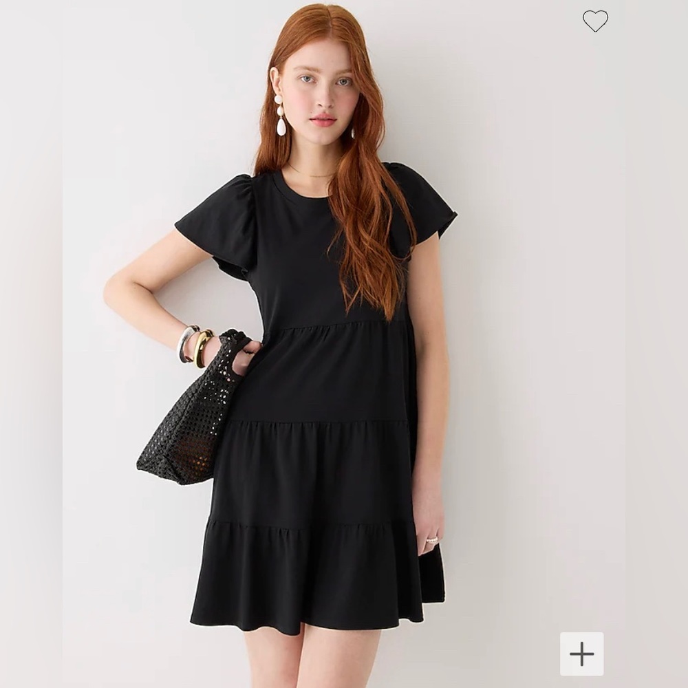 J. Crew NWT Knit‎ Broken-In Jersey Tiered Mini Dress - Black